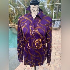 Ralph Lauren western print purple cotton blouse